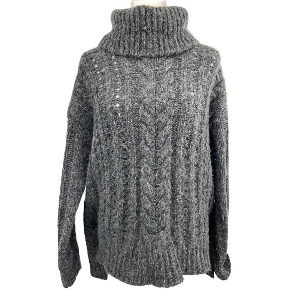 SMARTWOOL Oversized Boyfriend Cable Knit Turtle‎ Neck Sweater Small